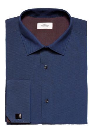 Blue Regular Fit Textured Shirt